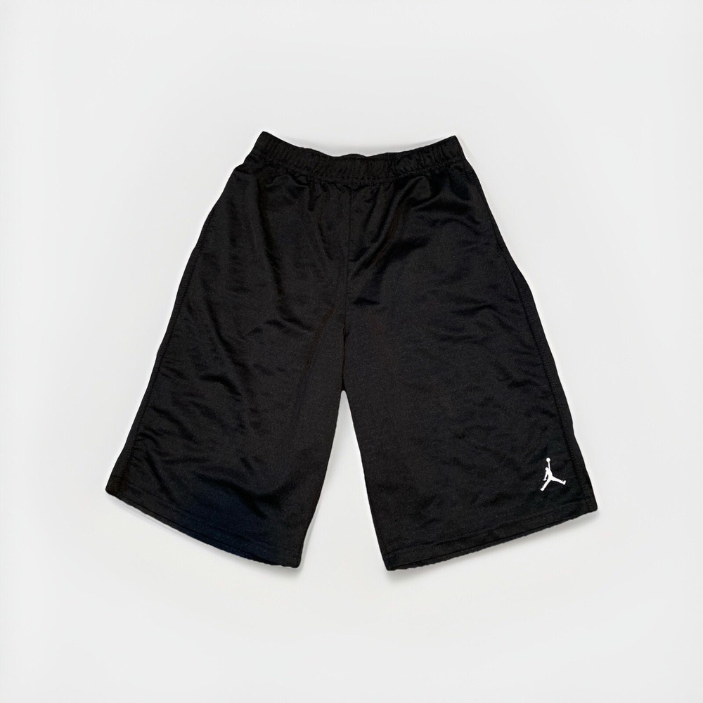 Jordan Boys Black Mesh Athletic Basketball Shorts Jumpman Logo Size Large L
